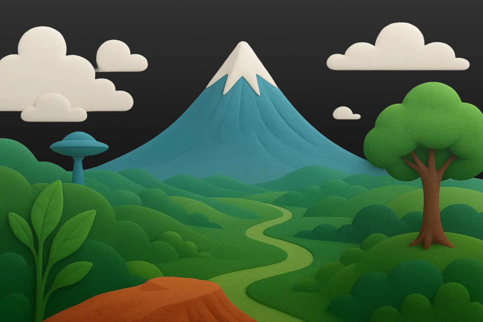 Landscape with mountain and trees
